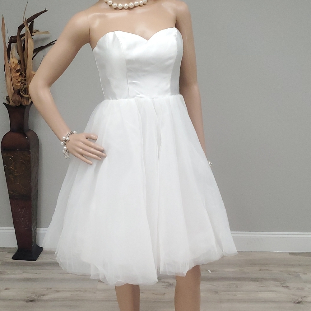 Azazie White Strapless Dress